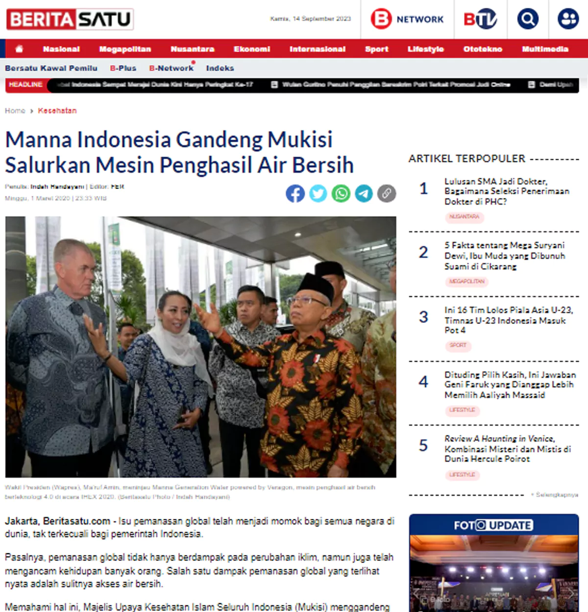 manna indonesia menggandeng mukisi untuk salurkan air bersih