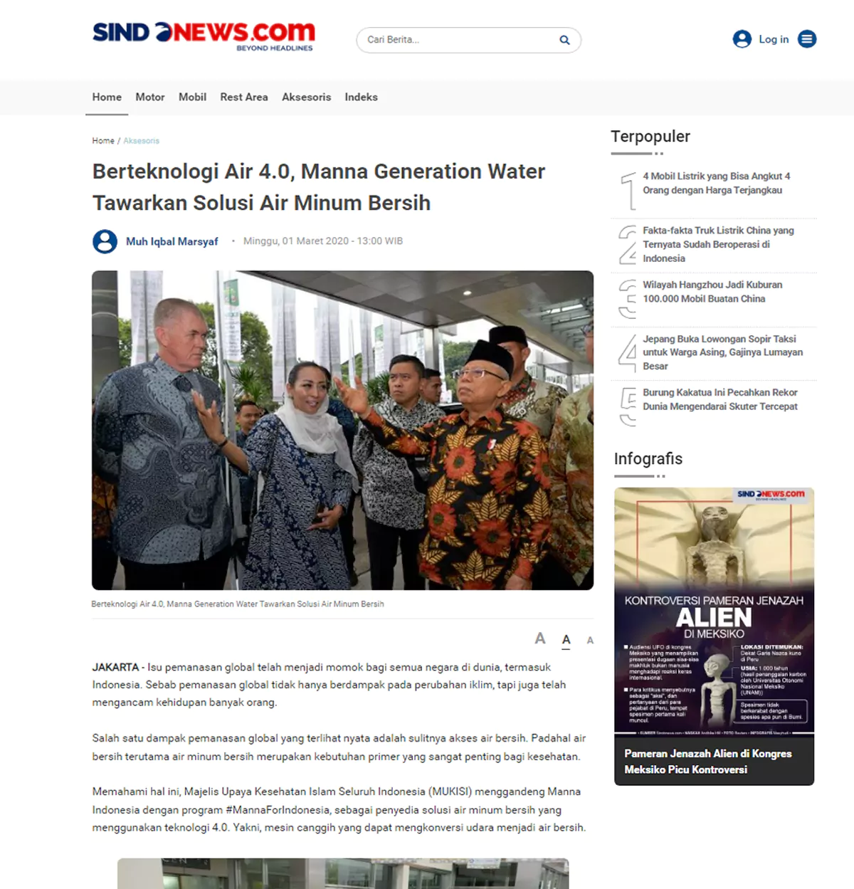 sindo news, berteknologi air 4,0 Manna Generation Water